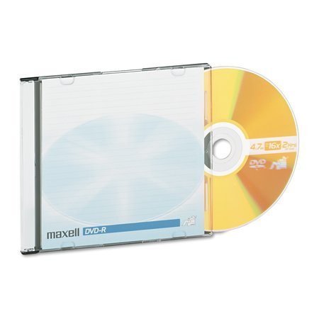 MAXELL DVD-R Discs, 4.7GB, 16x, w/Jewel Cases, Gold, PK10 638004